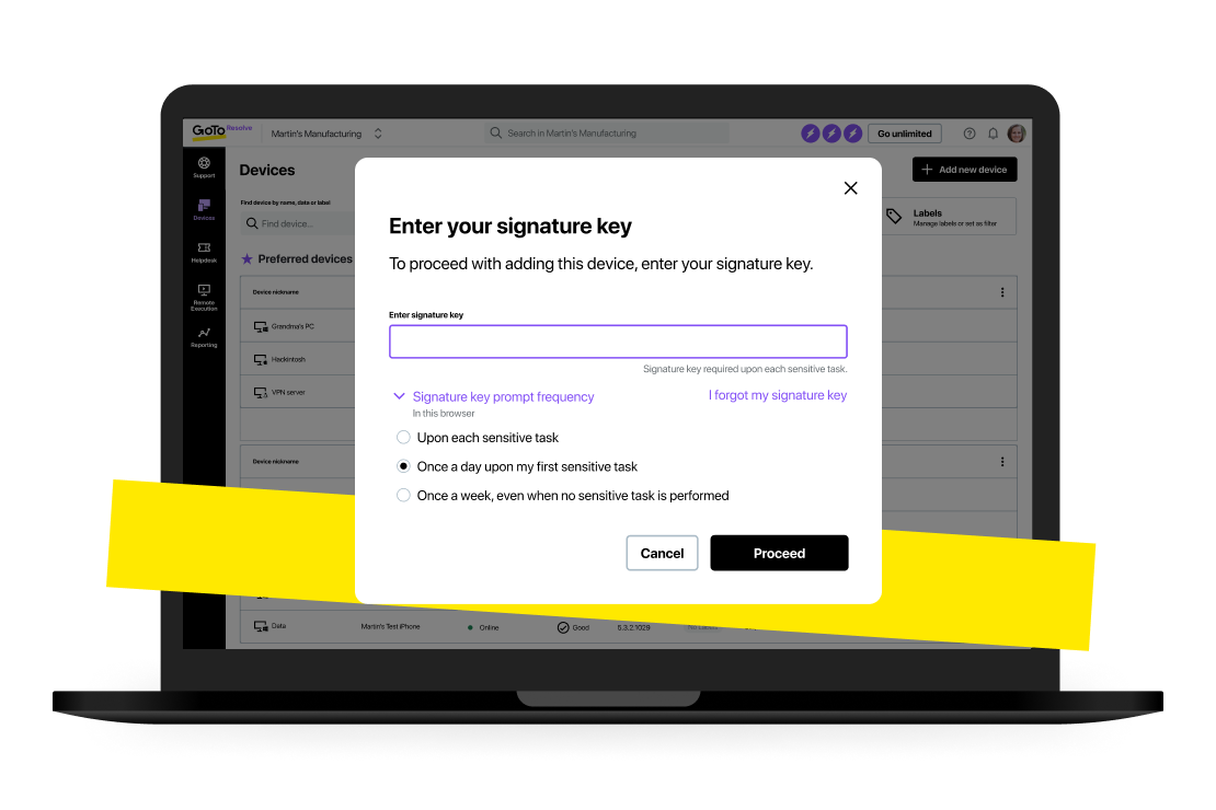 Laptop screen displaying Resolve multi factor authentication.