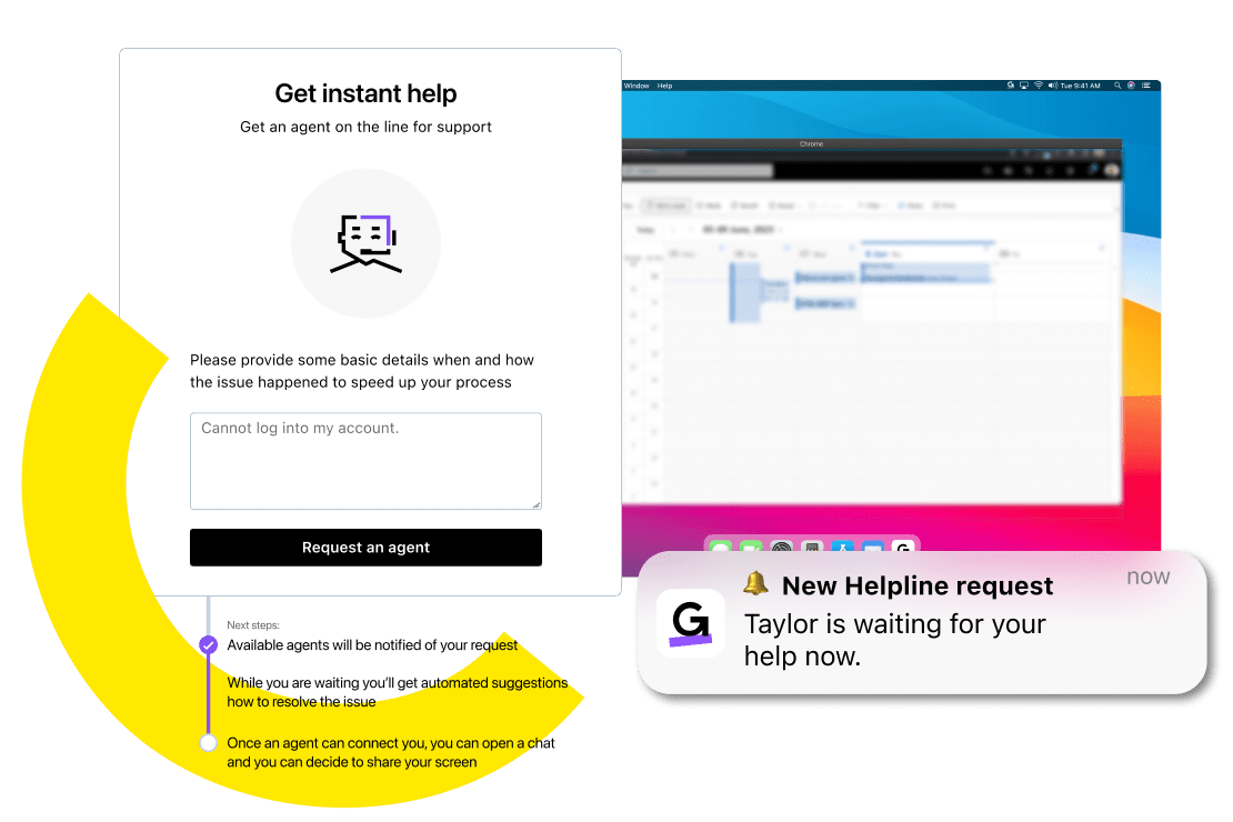 Example of AI notifications from Resolve alerting a user on their desktop.